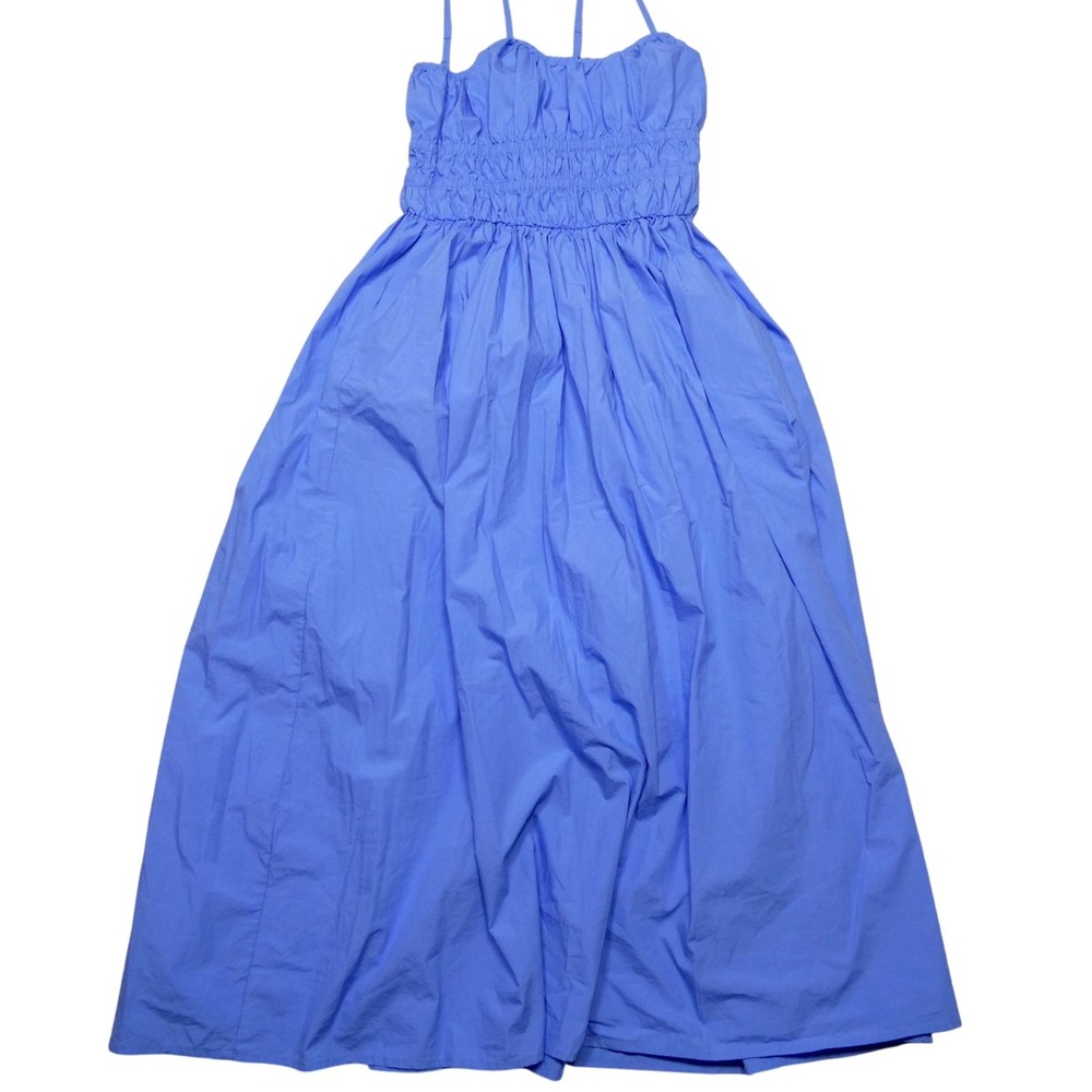 Wishlist Apparel Dress Womens Medium Blue Smocked Sweetheart Maxi Sundress